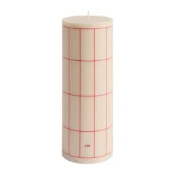 HAY Column Candle block candle large 25 cm, Off white-red grid check Multi Sale
