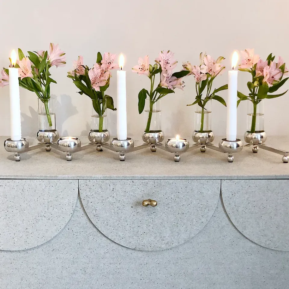 KLONG Constella candle holder large, aluminum Silver-coloured Outlet