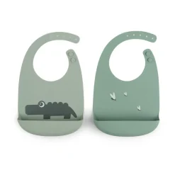 Done by deer Croco Bib 2-pack, Green Outlet
