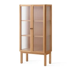 Audo Copenhagen Curiosity cabinet with glass doors 143 cm, Oak Beige Outlet