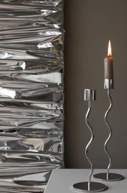 Cooee Design Curved candle holder 23 cm, Rostfritt stål Silver-coloured