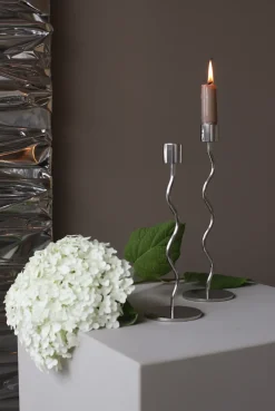 Cooee Design Curved candle holder 23 cm, Rostfritt stål Silver-coloured