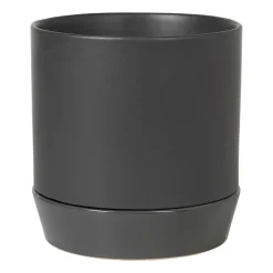 Broste Copenhagen Denise flower pot with saucer Ø21 cm, Charcoal Grey Online
