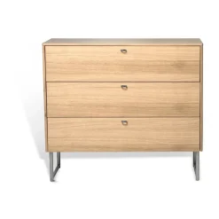 Mavis Deus chest of drawers 3 drawers, White pigmented matte lacquered oak Beige Clearance