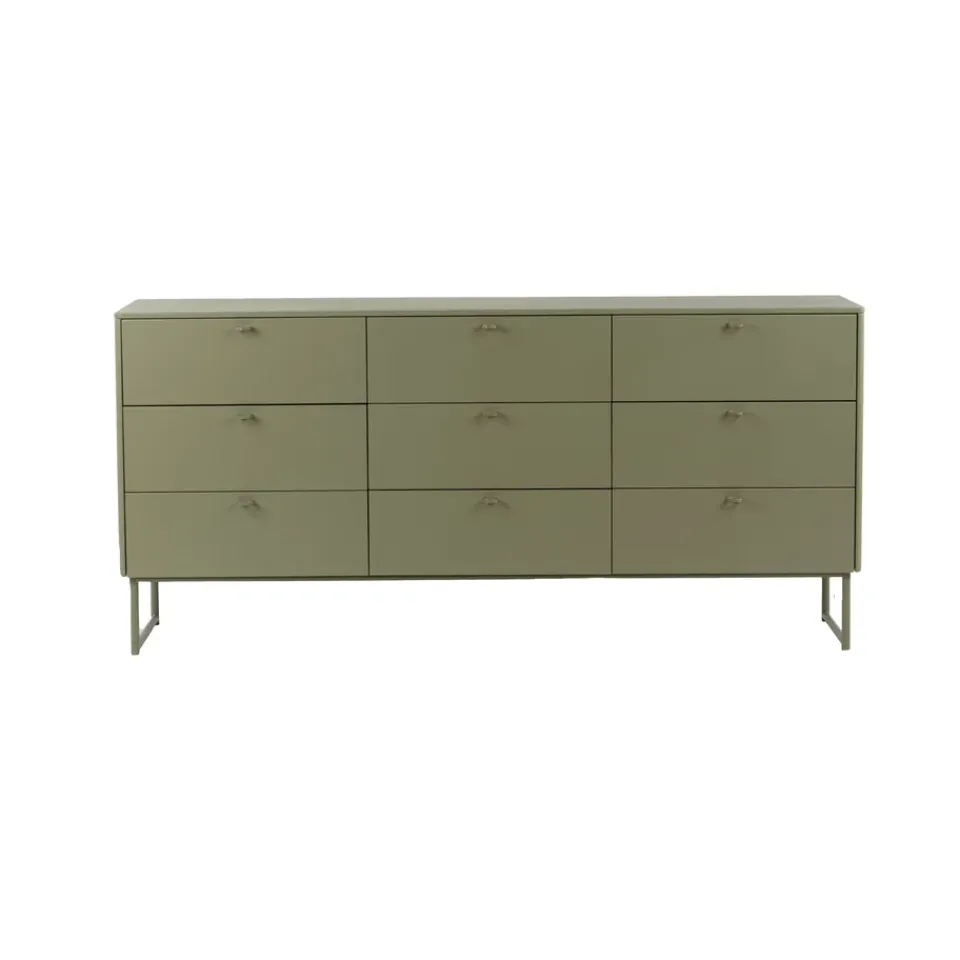 Mavis Deus chest of drawers 9 drawers, Olive Grey Outlet
