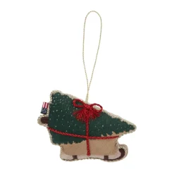 Lexington Dog sleigh organic cotton Christmas hanging, Multi Hot