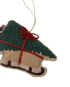 Lexington Dog sleigh organic cotton Christmas hanging, Multi Hot