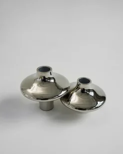 Hein Studio Doublet no. 01 small candlestick, Chrome Silver-coloured
