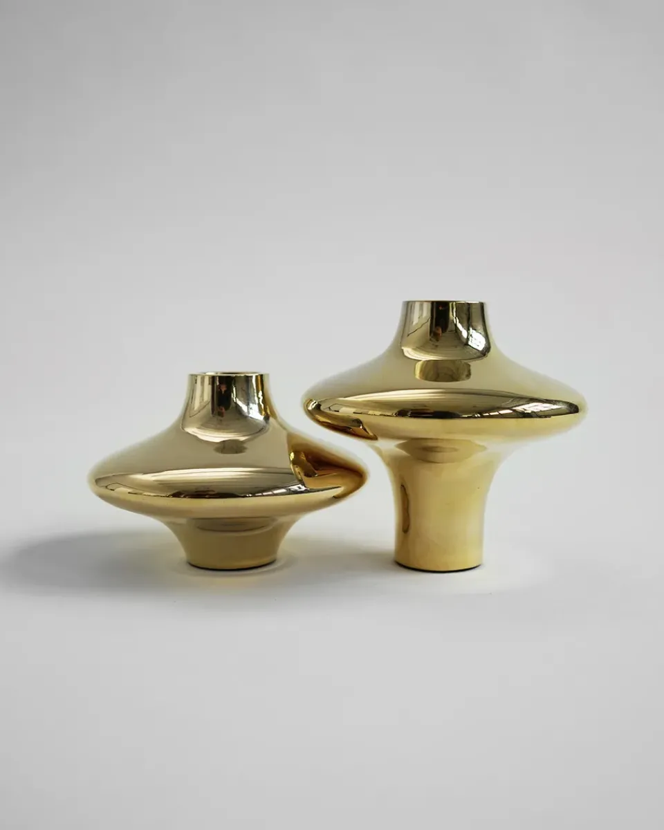 Hein Studio Doublet no. 01 small candlestick, Brass Gold-coloured
