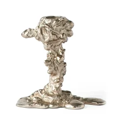 POLSPOTTEN Drip candlestick 14 cm, Silver Silver-coloured Clearance