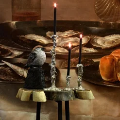 POLSPOTTEN Drip candlestick 14 cm, Silver Silver-coloured Clearance