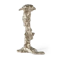 POLSPOTTEN Drip candlestick L 25 cm, Silver Silver-coloured New