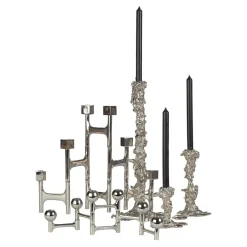 POLSPOTTEN Drip candlestick XXL 50 cm, Silver Silver-coloured Clearance