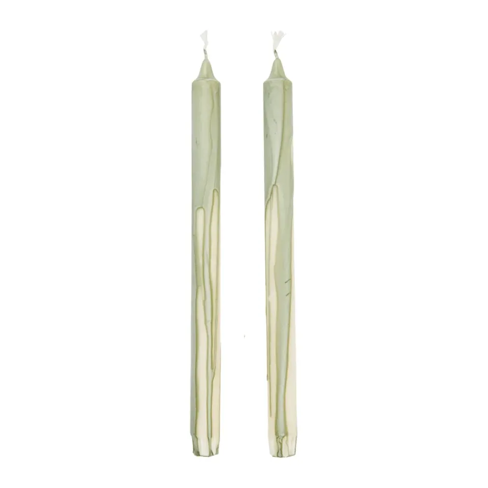 Ferm Living Dryp stearin candle 2-pack, Tea Green