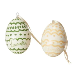 Lexington Easter Eggs in Papier Maché Easter ornaments 2-pack, Green-yellow GreenYellow Online