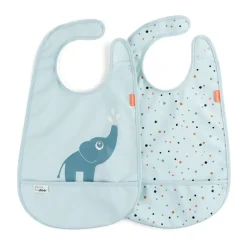 Done by deer Elphee bib with velcro 2-pack, Blue Sale