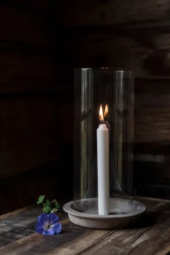 ERNST candle tray-candle holder incl glass cylinder 30 cm, Terracotta BrownTransparent Clearance