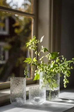 ERNST patterned candle holder, Ø10x9 cm Transparent Hot