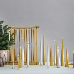 Ester & erik candle 42 cm 4-pack metalic, Silver Silver-coloured Outlet