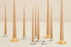 Ester & erik candle sticks smooth 2-pack, Gold Gold-coloured Best