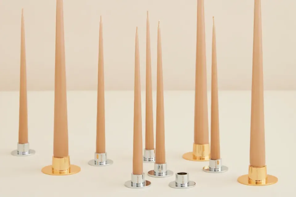 Ester & erik candle sticks smooth 2-pack, Gold Gold-coloured Best