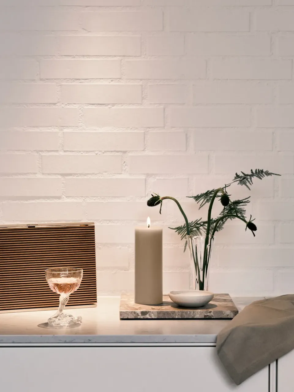 Ester & erik pillar candle LED, 22 Linen Grey, 20 cm Beige Sale