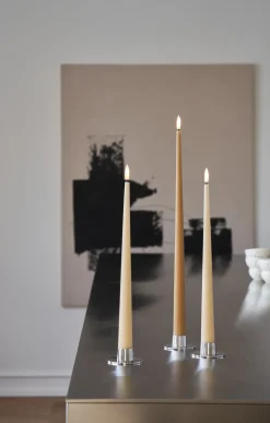 Ester & erik taper candle LED 2-pack, 27 Almond butter, 40 cm Brown Hot