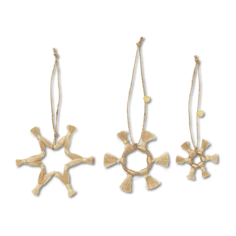 Ferm Living Jute Stars Christmas decoration 3 pieces, Natural Beige Outlet