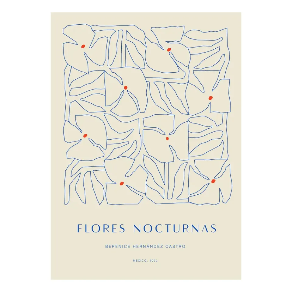 Paper Collective Flores Nocturnas 01 poster, 30x40 cm GreyBlue