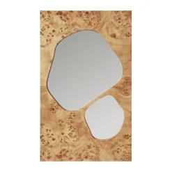 Ferm Living Folia mirror, Natural burl, 82 cm Beige