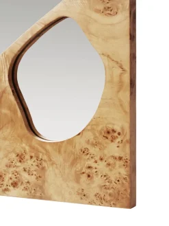 Ferm Living Folia mirror, Natural burl, 82 cm Beige