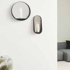 Gejst Glim mirror/candlestick oval 12x28 cm, Black Sale