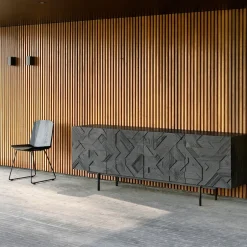 Ethnicraft Graphic sideboard, Teak 4 doors Black New