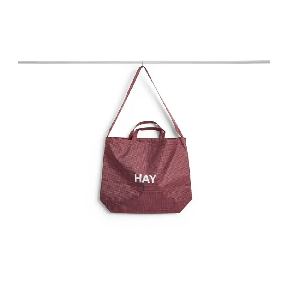 HAY Grid Crossover Bag medium, Burgundy, medium Red New