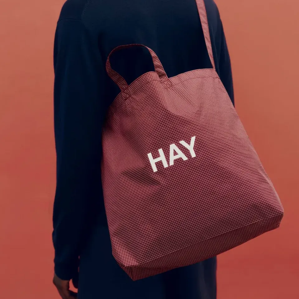 HAY Grid Crossover Bag medium, Burgundy, medium Red New