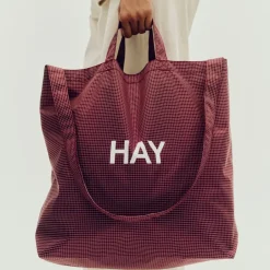 HAY Grid Crossover Bag medium, Burgundy, medium Red New
