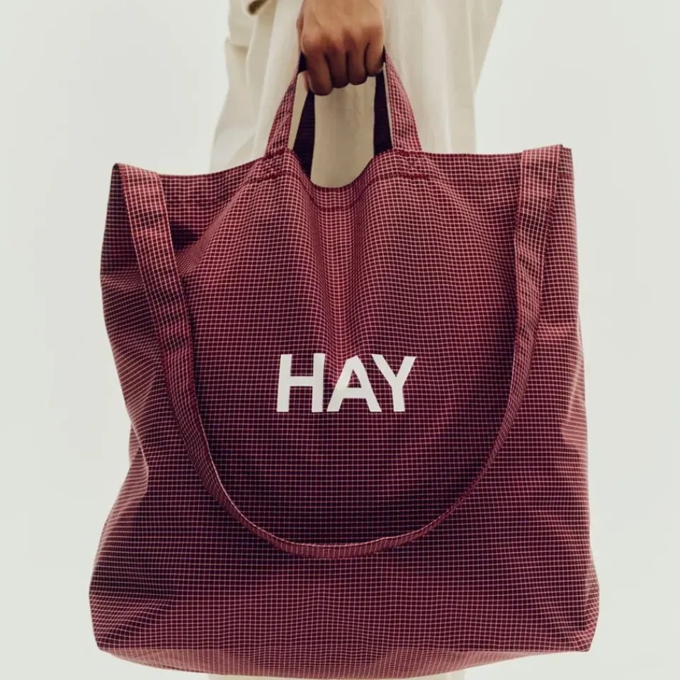 HAY Grid Crossover Bag medium, Burgundy, medium Red New