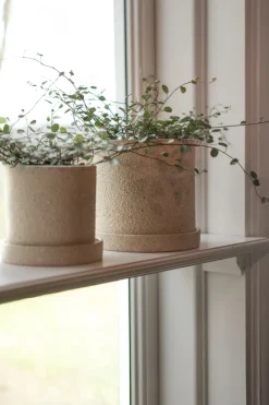 DBKD Grow flower pot Ø13 cm with saucer, Creme structure Beige Hot