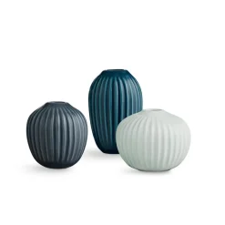 Kähler Hammershøi miniature vase set 3 pieces, Mint green--anthracite grey Blue New