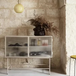 Ferm Living Haze sideboard, Cashmere, wavy glass Beige Hot