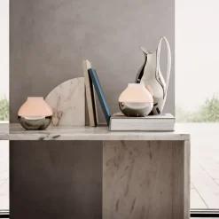 Georg Jensen Henning Koppel hurricane candle holder, Ø 19.2 cm Silver-colouredWhite Clearance