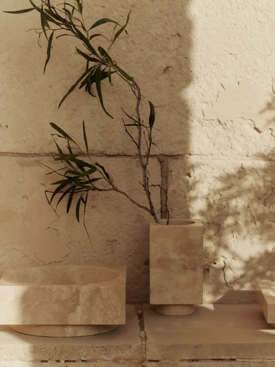 Ferm Living Hew vessel 21 cm, Travertine Beige New