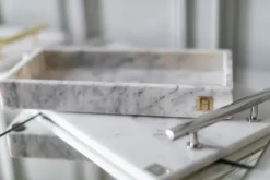 Hilke Collection tray with edge 30x15 cm, marble White Hot