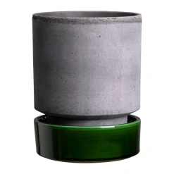 Bergs Potter Hoff pot, Ø14 cm, Raw Grey-Emerald Green GreyGreen Clearance