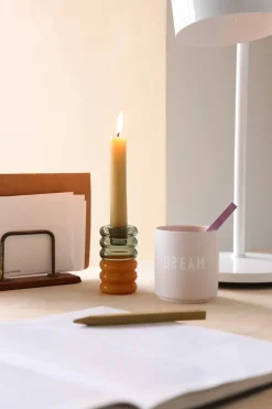 Design Letters Hoop candle sticks Ø3.5x9 cm, Smoke-milky yellow GreyYellow Discount