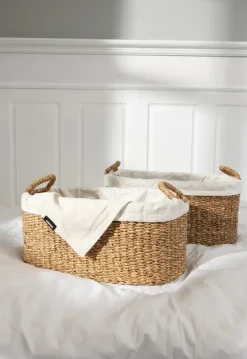 Humdakin laundry basket low 2 parts, Braided Beige Best