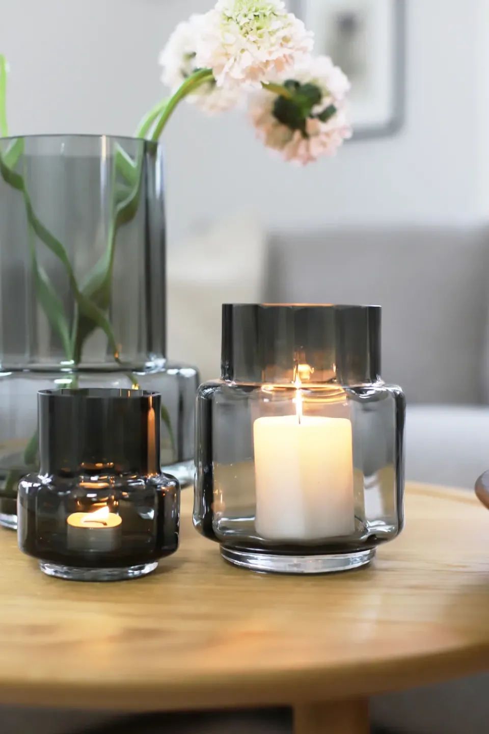 Ro Collection Hurricane reflections tealight no 25, Smoked Grey