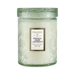 Voluspa Japonica scented in glass jar 50 hours, french cade & lavender Green Best