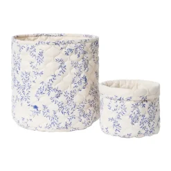 Garbo&Friends Jardim Satin quilted basket 2 pieces, 20xØ20 cm + 30xØ30 cm Blue Clearance