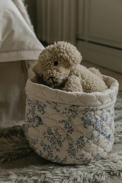 Garbo&Friends Jardim Satin quilted basket 2 pieces, 20xØ20 cm + 30xØ30 cm Blue Clearance